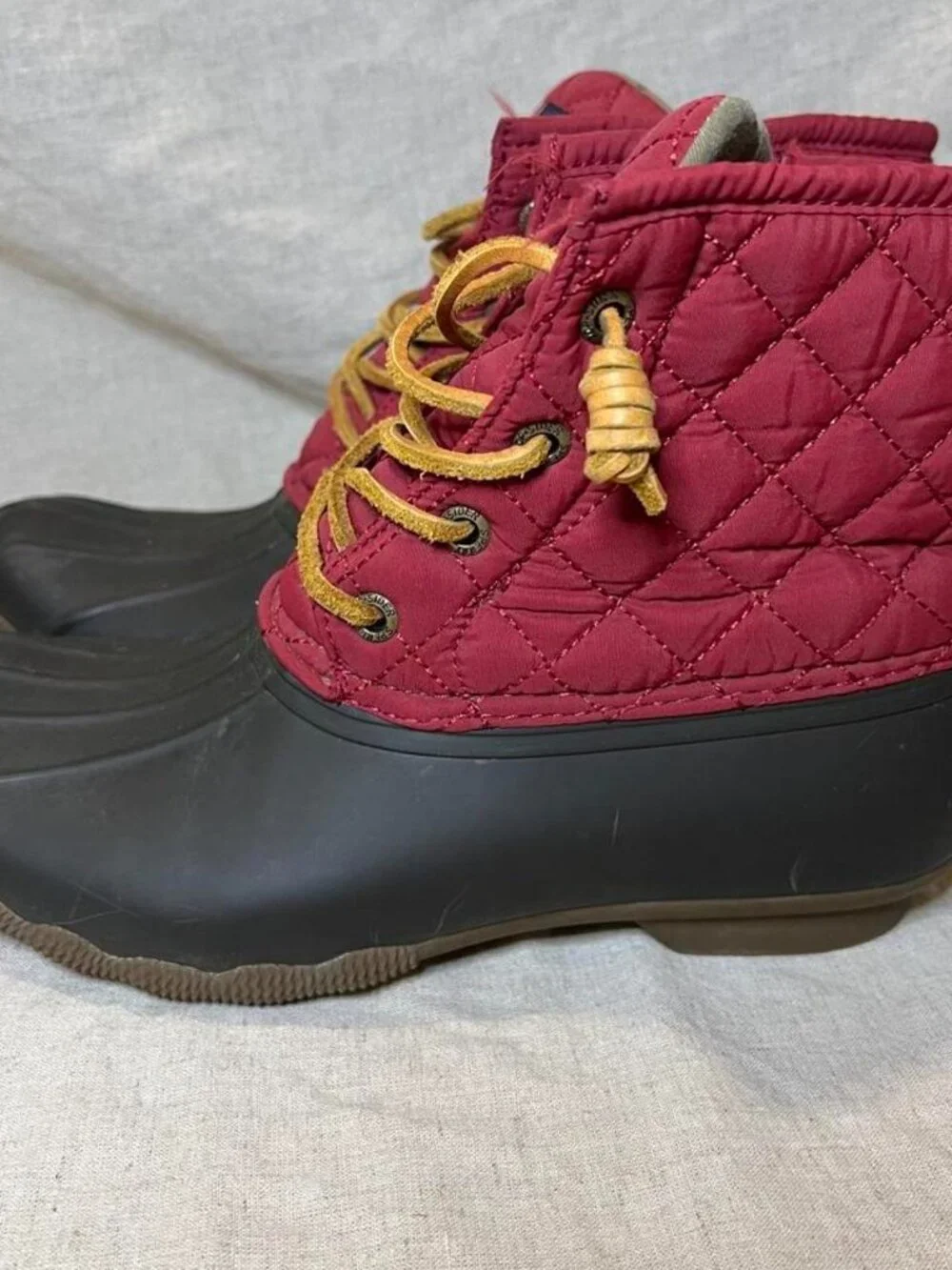 Sperry Saltwater Women’s Ankle Duck Rain Boots Quilted Waterproof Lace-Up 7